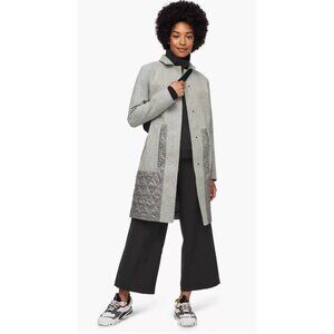 Lululemon Roam Far Wool Blend Coat Womens 6 Heathered Black Quilted Long Jacket